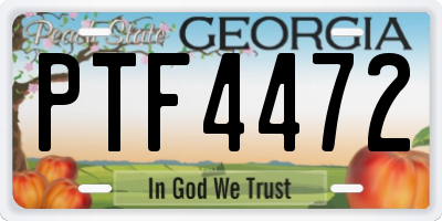 GA license plate PTF4472