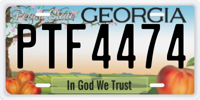 GA license plate PTF4474