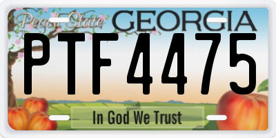GA license plate PTF4475