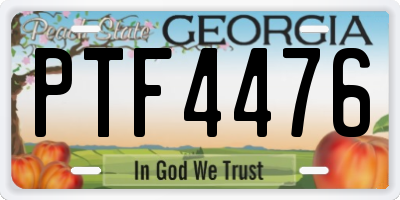 GA license plate PTF4476