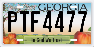 GA license plate PTF4477