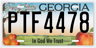 GA license plate PTF4478