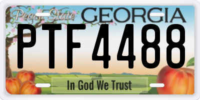 GA license plate PTF4488