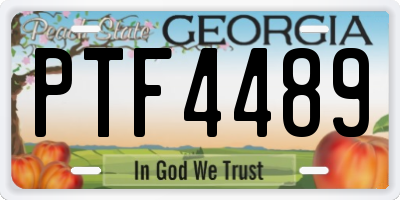 GA license plate PTF4489