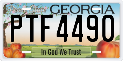 GA license plate PTF4490