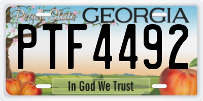 GA license plate PTF4492