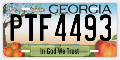 GA license plate PTF4493
