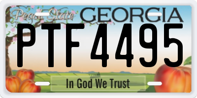 GA license plate PTF4495