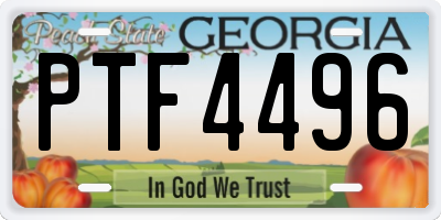 GA license plate PTF4496