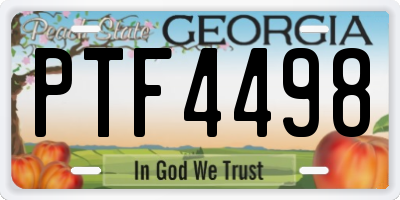GA license plate PTF4498