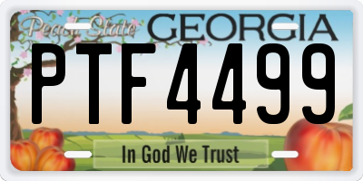 GA license plate PTF4499