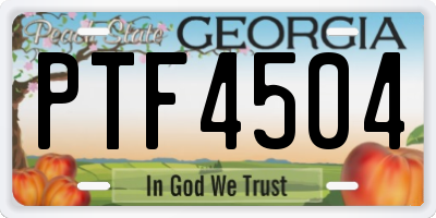 GA license plate PTF4504