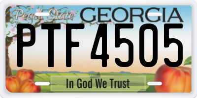 GA license plate PTF4505