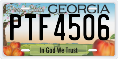 GA license plate PTF4506