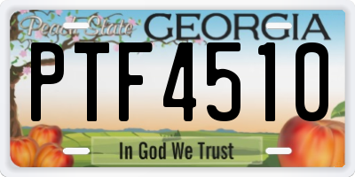 GA license plate PTF4510
