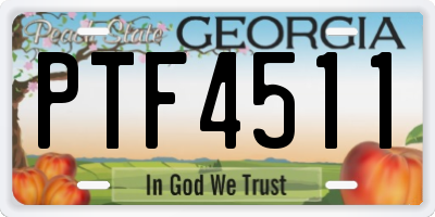 GA license plate PTF4511
