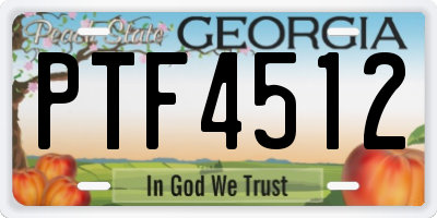 GA license plate PTF4512