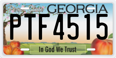 GA license plate PTF4515