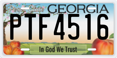 GA license plate PTF4516