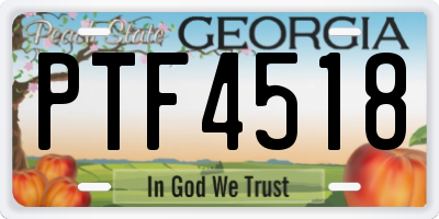 GA license plate PTF4518
