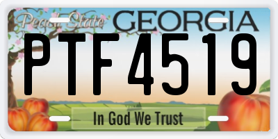GA license plate PTF4519