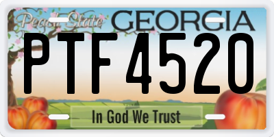 GA license plate PTF4520