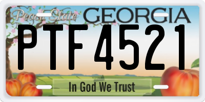 GA license plate PTF4521