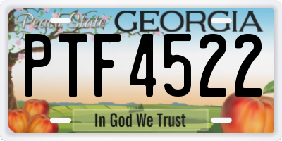 GA license plate PTF4522