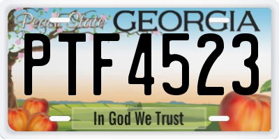 GA license plate PTF4523