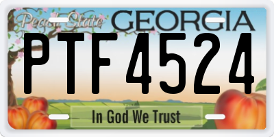 GA license plate PTF4524
