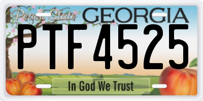 GA license plate PTF4525