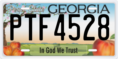 GA license plate PTF4528