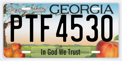 GA license plate PTF4530