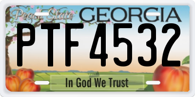 GA license plate PTF4532