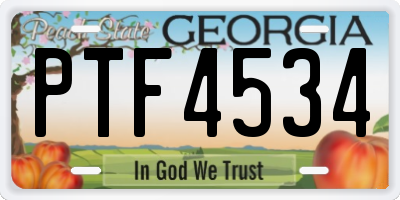GA license plate PTF4534