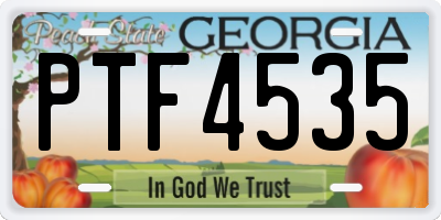 GA license plate PTF4535