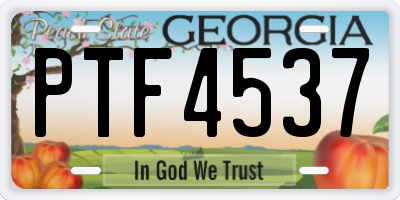 GA license plate PTF4537