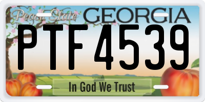 GA license plate PTF4539