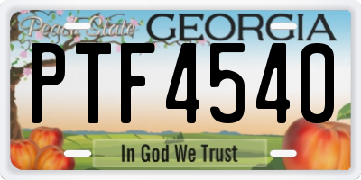 GA license plate PTF4540