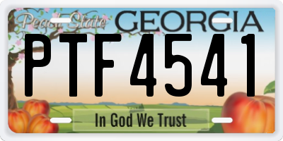 GA license plate PTF4541