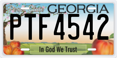 GA license plate PTF4542