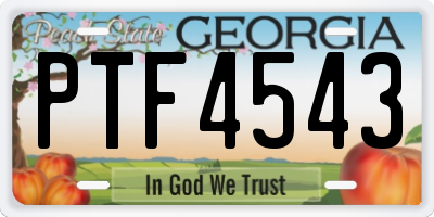GA license plate PTF4543
