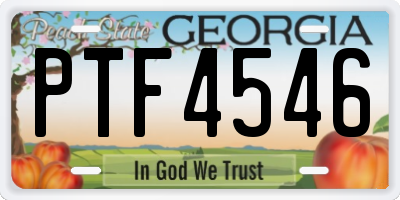 GA license plate PTF4546