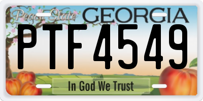 GA license plate PTF4549