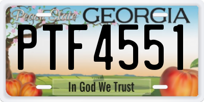 GA license plate PTF4551