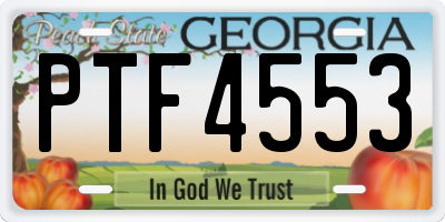 GA license plate PTF4553