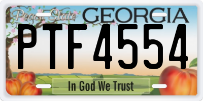 GA license plate PTF4554