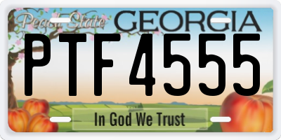 GA license plate PTF4555