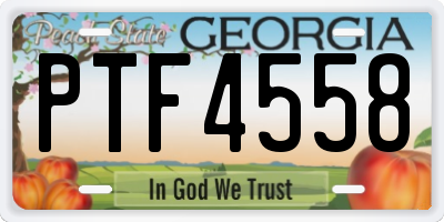 GA license plate PTF4558