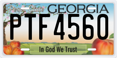 GA license plate PTF4560
